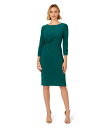 【送料無料】 アドリアナ パペル レディース ワンピース トップス Boat Neck Sheath Short Dress Dark Ivy
