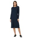 【送料無料】 エイリーンフィッシャー レディース ワンピース トップス Crew Neck Calf Length Dress Deep Adriatic