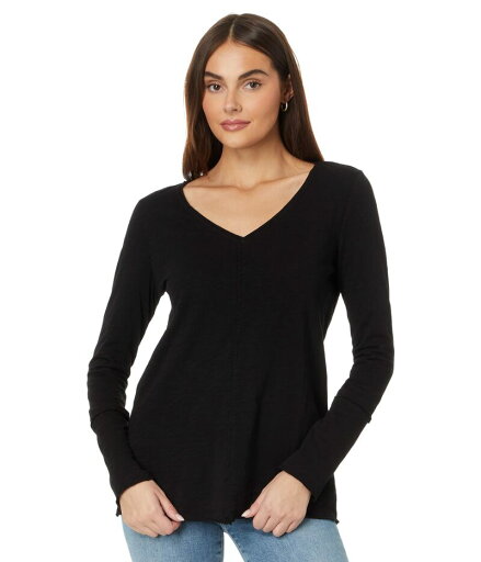 【送料無料】 モッドドック レディース シャツ トップス Long Sleeve Wide Neck V-Neck Tunic Black 【送料無料】 モッドドック レディース シャツ トップス Long Sleeve Wide Neck V-Neck Tunic Black