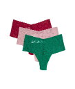 【送料無料】 ハンキーパンキー レディース パンツ アンダーウェア Retro Lace Thong 3 Pack Green Queen/Fre