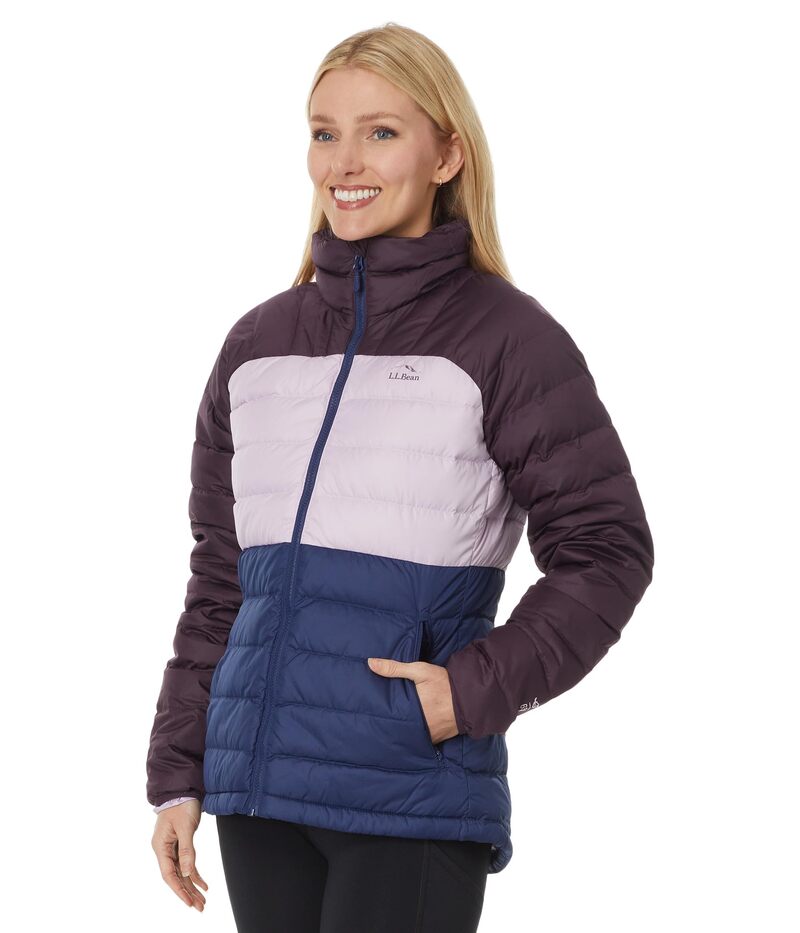 【送料無料】 エルエルビーン レディース コート アウター Bean's Down Jacket Color-Block Eggplant/Lavend