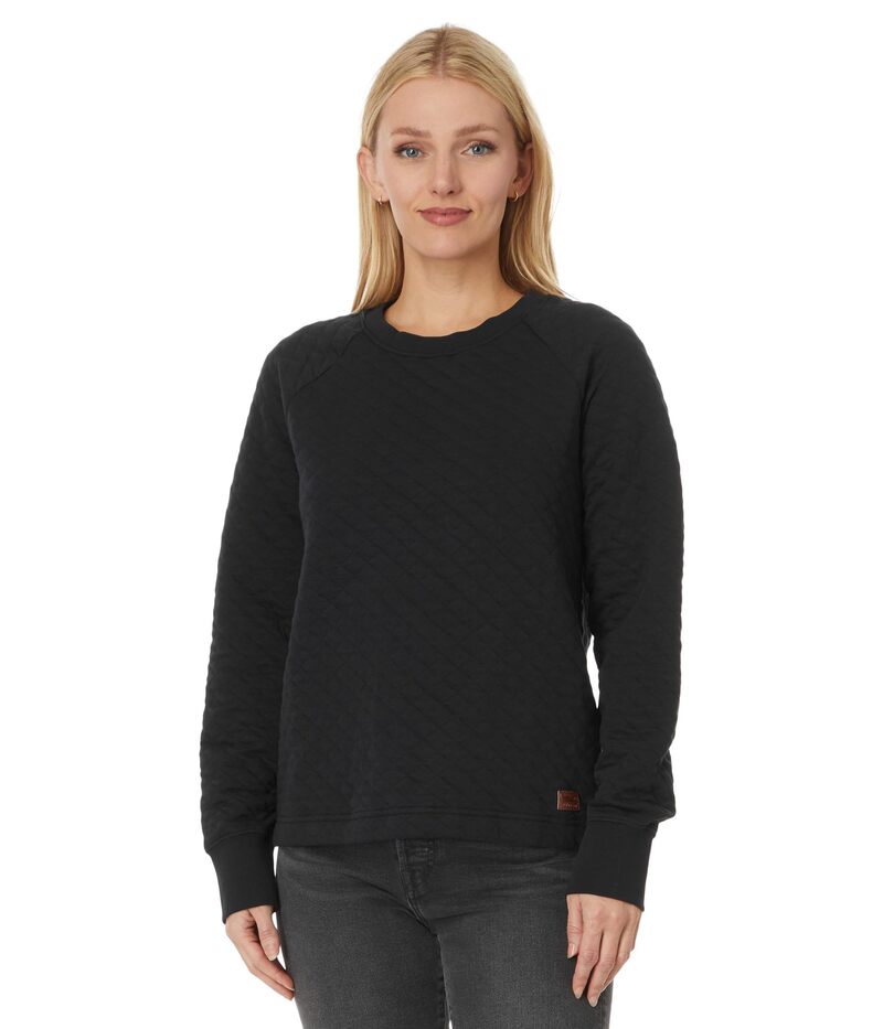 エルエルビーン レディース アウター ニット・セーター クルーネック キルティング L.L.Bean Quilted Crew Neck Pullover Midnight Black ブラック