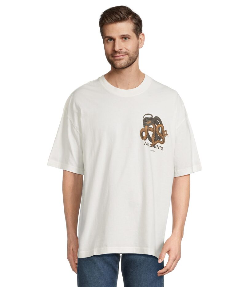 【送料無料】 オールセインツ メンズ シャツ トップス Reticulate Short Sleeve Crew Chalk White