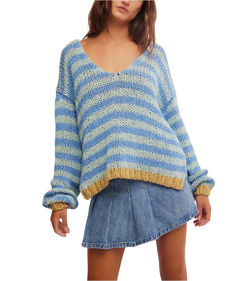 【送料無料】 フリーピープル レディース ニット・セーター アウター Portland Pullover Blue Lake Combo