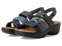 【送料無料】 クラークス レディース ヒール シューズ Merliah 2 Bali Navy Combi Leat