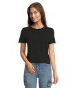 【送料無料】 マイケルスターズ レディース シャツ トップス Jackie Raw Edge Crew Neck Tee Black