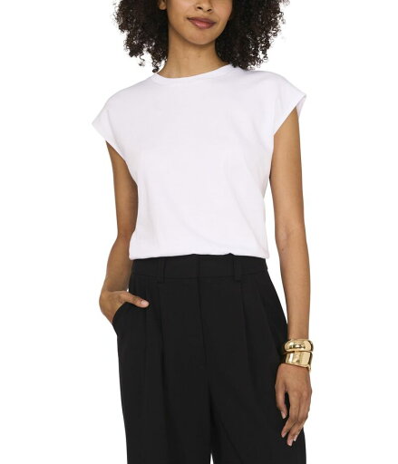 【送料無料】 ヴィンスカムート レディース シャツ トップス Cropped Sleeveless Top With Elastic Hem Ultra White 1 【送料無料】 ヴィンスカムート レディース シャツ トップス Cropped Sleeveless Top With Elastic Hem Ultra White 1