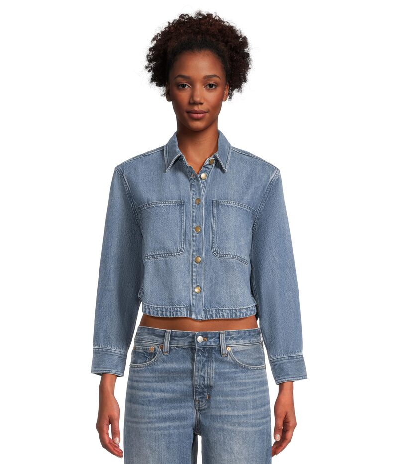 【送料無料】 メイドウェル レディース シャツ トップス Cropped Boxy Long Sleeve Shirt In Maspeth Wash Maspeth Wash