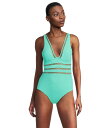【送料無料】 ベッカ レディース 上下セット 水着 Modern Edge Rib Toni Plunge One Piece Aqua Sea