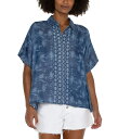 【送料無料】 リヴァプール ロサンゼルス レディース シャツ トップス Petite Collared Camp Shirt With Hi-low Hem I...