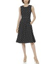 【送料無料】 カルバンクライン レディース ワンピース トップス Polka Dot Fit And Flair Scuba Crepe Dress Black...