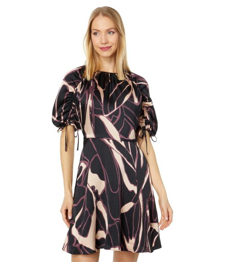 【送料無料】 テッドベーカー レディース ワンピース トップス Gilliaa Printed Mini Fit-and-Flare with Puff Sleeve Black 【送料無料】 テッドベーカー レディース ワンピース トップス Gilliaa Printed Mini Fit-and-Flare with Puff Sleeve Black