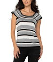 【送料無料】 リヴァプール ロサンゼルス レディース シャツ トップス Ruffle Sleeve Square Neck Sweater Top Black/White Str(4)
