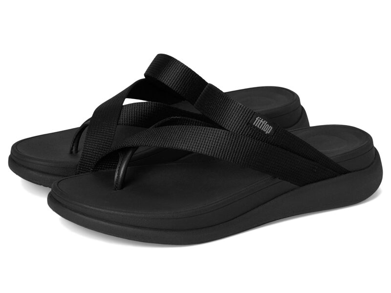 フィットフロップ レディース シューズ サンダル FitFlop F-Mode Go Webbing Flatform Sling Toe-Post Sandals All Black ブラック
