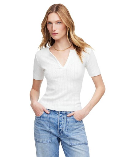 【送料無料】 メイドウェル レディース シャツ トップス Pointelle Crew Neck Tee White 【送料無料】 メイドウェル レディース シャツ トップス Pointelle Crew Neck Tee White