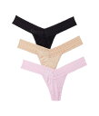 【送料無料】 ハンキーパンキー レディース パンツ アンダーウェア 3 Pack DreamEase Low Rise Thongs Black/Chai/Pi...