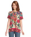 【送料無料】 ジョニーワズ レディース シャツ トップス The Janie Favorite Short Sleeve Crew Neck Tee- Kal Kallie Scarf(4)