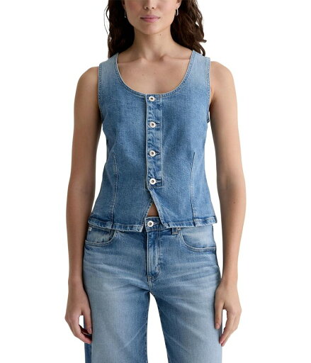 【送料無料】 エージージーンズ レディース コート アウター Teagan Fitted Denim Vest in Helios Helios 【送料無料】 エージージーンズ レディース コート アウター Teagan Fitted Denim Vest in Helios Helios