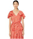 【送料無料】 モニーク ルイリエ レディース ワンピース トップス Printed Top with Ruffled Sleeves Cayenne Multi