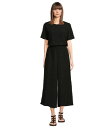 【送料無料】 エイリーンフィッシャー レディース ジャンプスーツ トップス Woven Plisse Round Neck Wide Jumpsuit Black