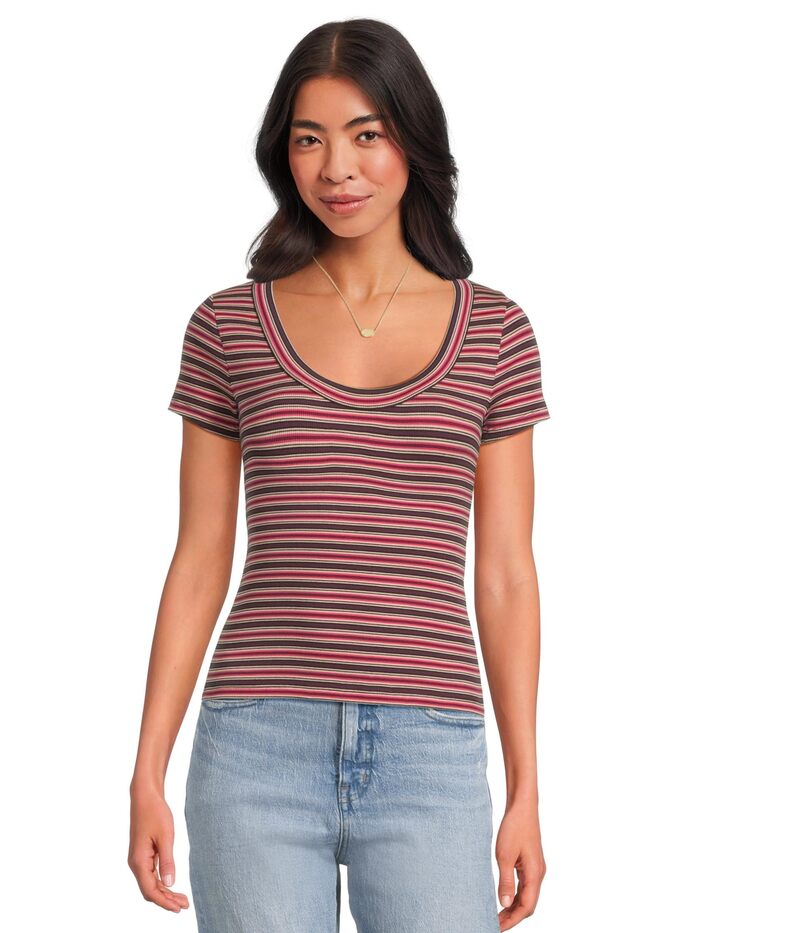 メイドウェル レディース トップス シャツ Tシャツ Madewell Scoop Neck Brightside Tee Henna