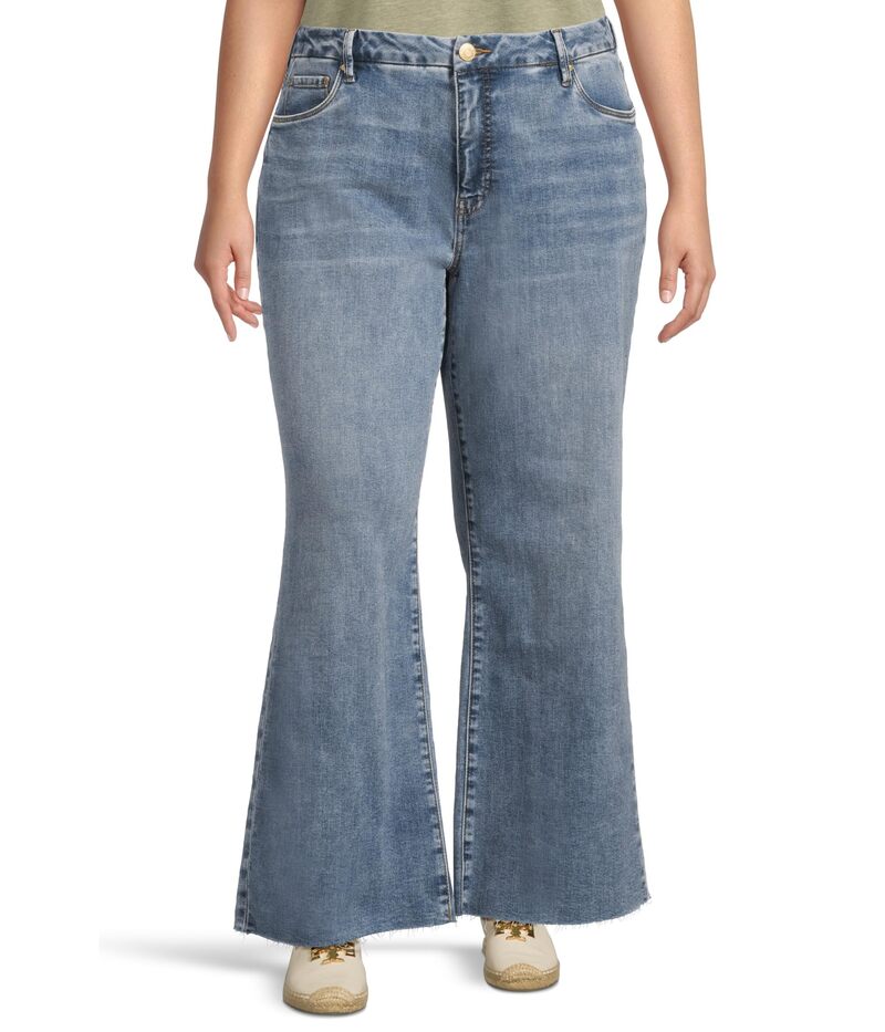 カットフロムザクロス レディース ボトムス デニムパンツ ワイドレッグ プラスサイズ KUT from the Kloth Plus Size Meg High Rise Fab Ab Wide Leg Raw Hem-Long Inseam Optimism W/Med(4)