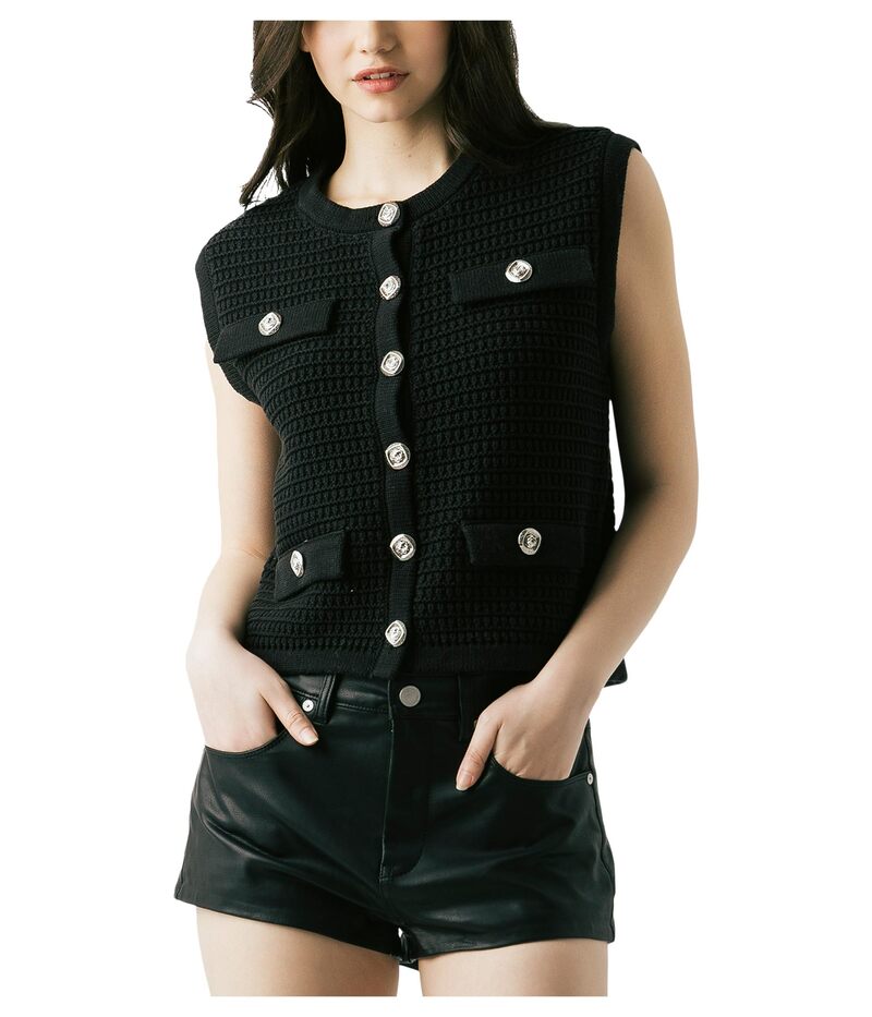ブランクニューヨーク レディース アウター ニット・セーター ベスト Blank NYC Riding The Wave Sweater Vest Black ブラック