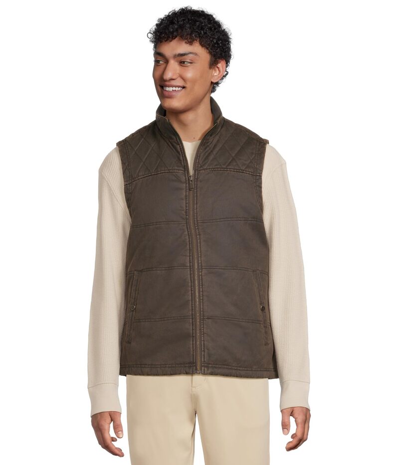 ジョンストンアンドマーフィー メンズ アウター コート キルティング ベスト コットン Johnston & Murphy Antique Cotton Channel Quilted Vest Brown ブラウン