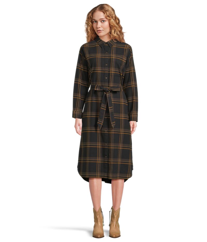 エルエルビーン レディース トップス ワンピース ミディワンピース ミディ L.L.Bean Signature Camp Flannel Midi Dress Black Slate Pla ブラック