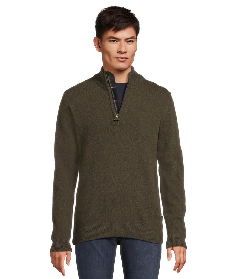 バブアー メンズ アウター ニット・セーター Barbour Holden 1/2 Zip Knitted Jumper Olive Marl マール