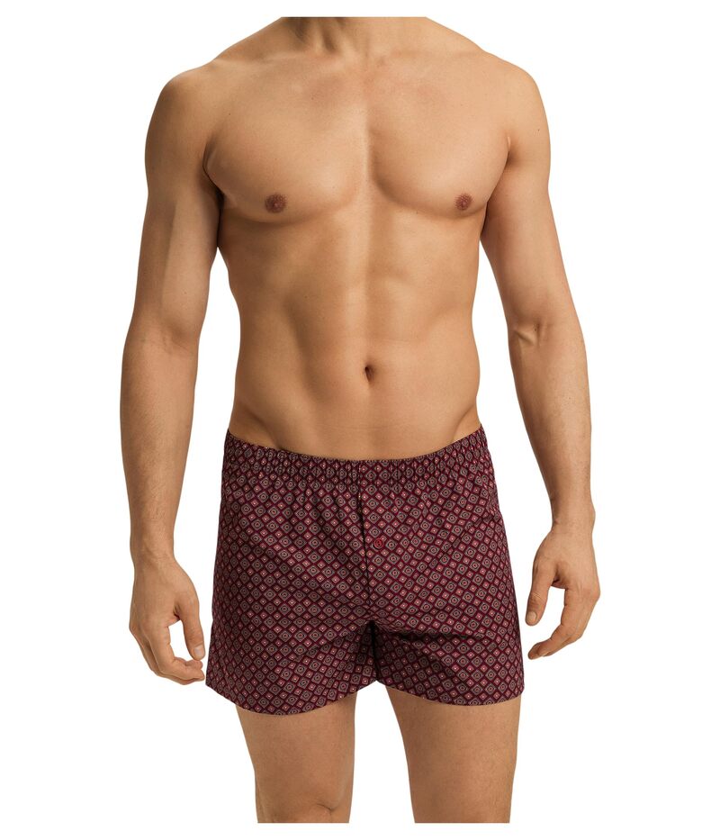 ハンロ メンズ アンダーウェア ボクサーパンツ Hanro Fancy Woven Boxered Gems Print レッド