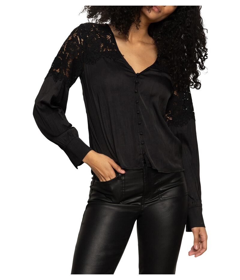 サンクチュアリー レディース トップス シャツ ブラウス Sanctuary Falling Forward Blouse Black ブラ..