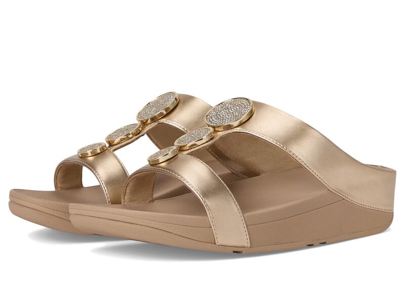 フィットフロップ レディース シューズ サンダル トール FitFlop Halo Bead-Circle Metallic H-Bar Slides Metallic Latte メタリック
