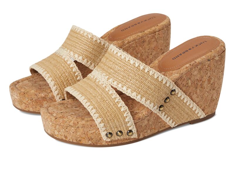ラッキーブランド レディース シューズ ヒール サンダル Lucky Brand Vickta Woven Band Cork Wedge Sandals Dark Natural