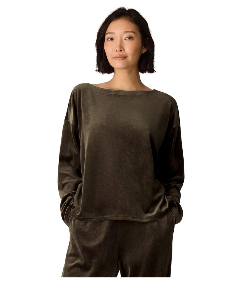 エイリーンフィッシャー レディース トップス シャツ ニット Eileen Fisher Cozy Velour Knit Bateau N..