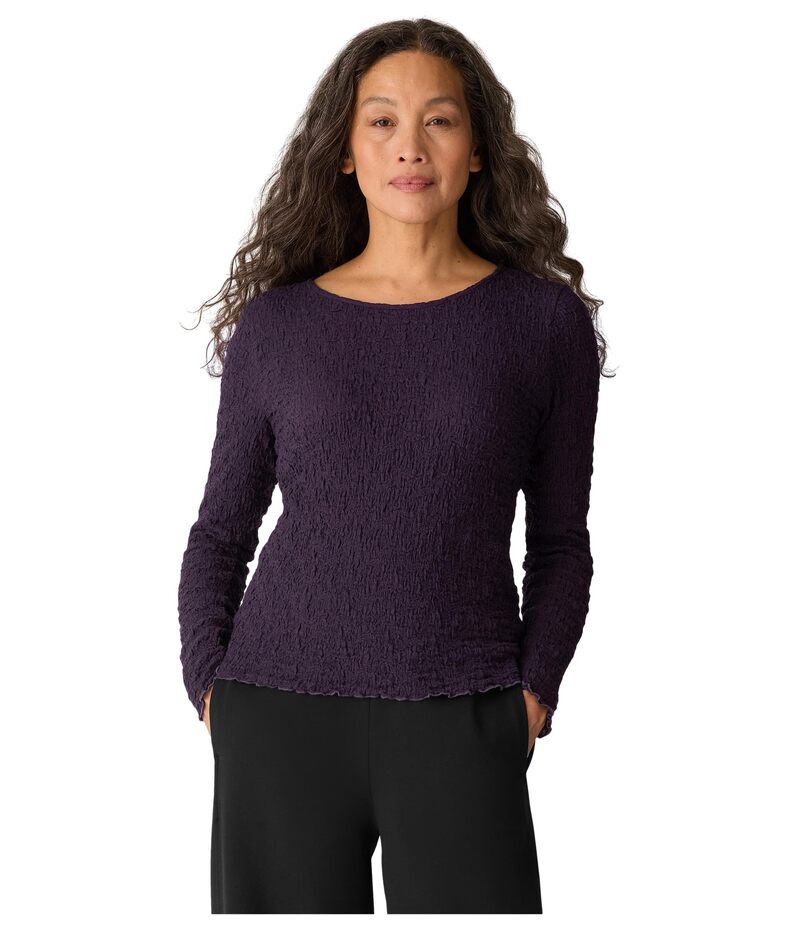 エイリーンフィッシャー レディース トップス シャツ Eileen Fisher Bubble Jacquard Round Neck Top A..