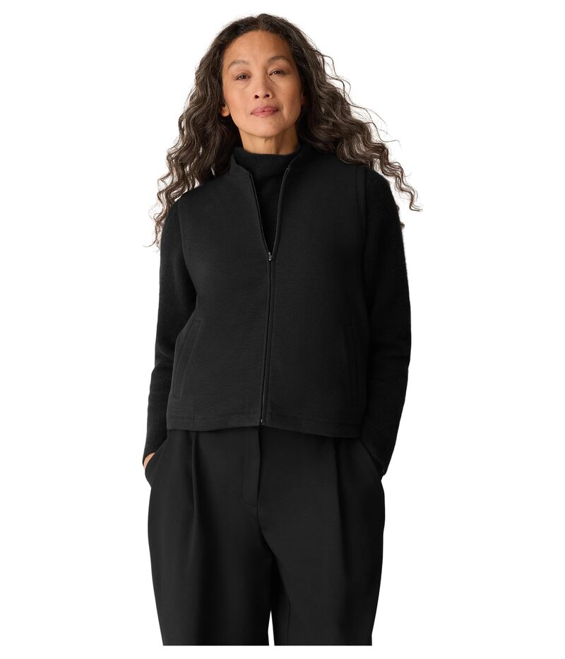 エイリーンフィッシャー レディース アウター コート ベスト コットン ニット Eileen Fisher Textured ..