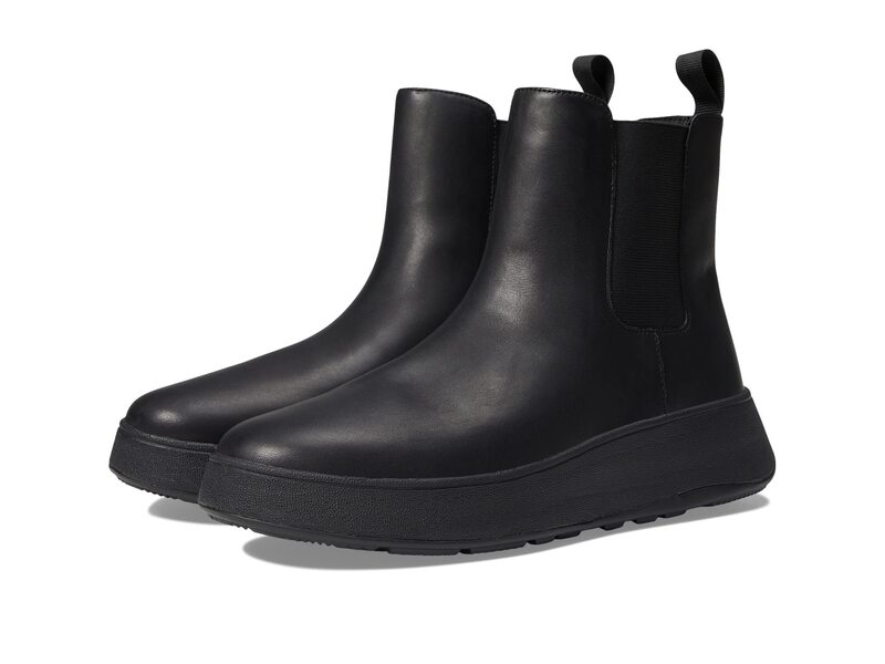 フィットフロップ レディース シューズ ブーツ・レインブーツ チェルシーブーツ チェルシー レザー FitFlop F-Mode Leather Flatform Chelsea Boots All Black ブラック