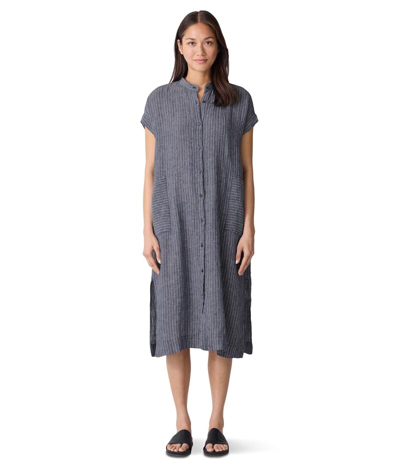 エイリーンフィッシャー レディース トップス ワンピース Eileen Fisher Mandarin Collar Dress Black ..