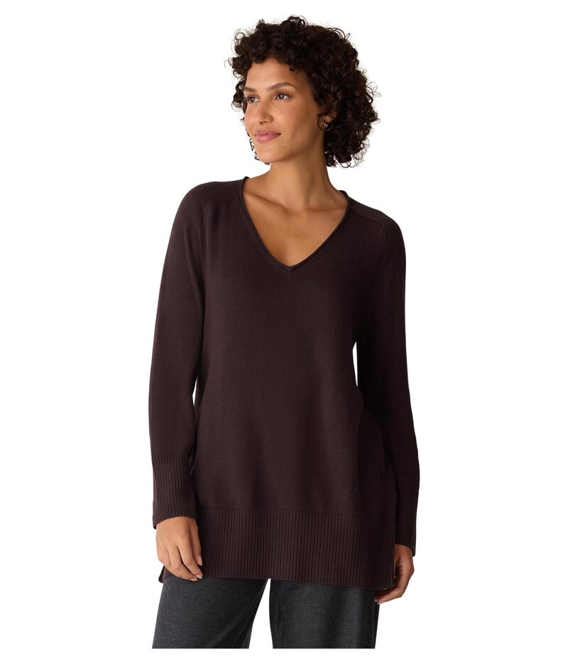 エイリーンフィッシャー レディース アウター ニット・セーター Vネック コットン Eileen Fisher Peruv..