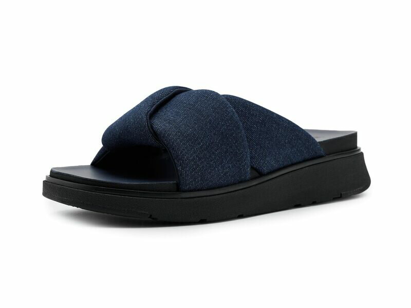 フィットフロップ レディース シューズ サンダル デニム FitFlop Gen FFoldedenim Slides Dark Denim デニム