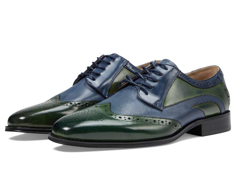 ステイシーアダムス メンズ シューズ オックスフォード レース Stacy Adams Ivingale Wing Tip Lace-Up Navy/Green ネイビー