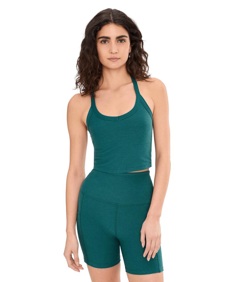 ビヨンドヨガ レディース トップス シャツ クロップド Beyond Yoga Spacedye On The Up Cropped Tank Teal Sea Heathe ティール