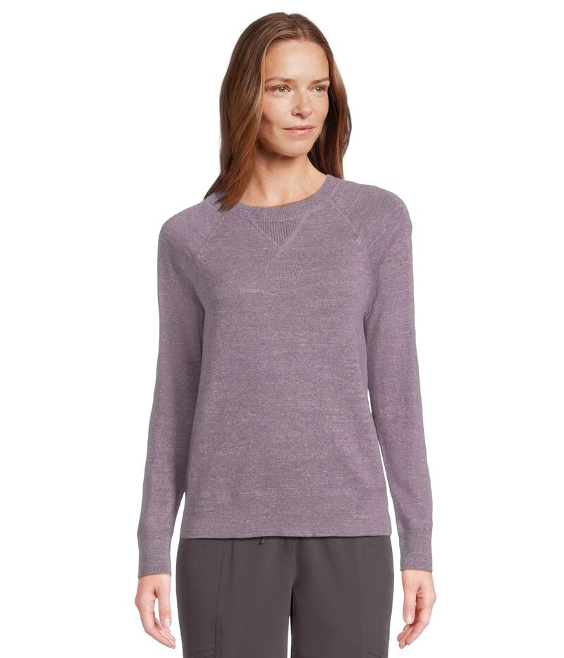 エルエルビーン レディース アウター ニット・セーター クルーネック スウェット シャツ コットン L.L.Bean Organicotton Slub Crew Neck Sweatshirt Sweaterustic Purple パープル