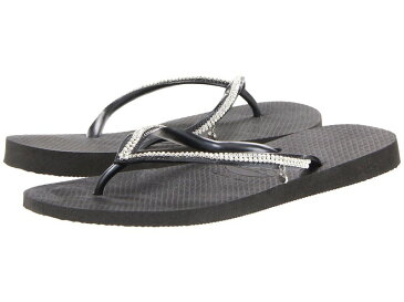 ハワイアナス レディース サンダル シューズ Slim Crystal Mesh II Flip Flops Black