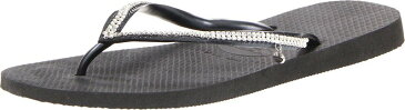 ハワイアナス レディース サンダル シューズ Slim Crystal Mesh II Flip Flops Black