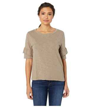 デイランバイトゥルーグリット レディース シャツ トップス Soft Slub Short Ruffle Sleeve Tee Olive Tree