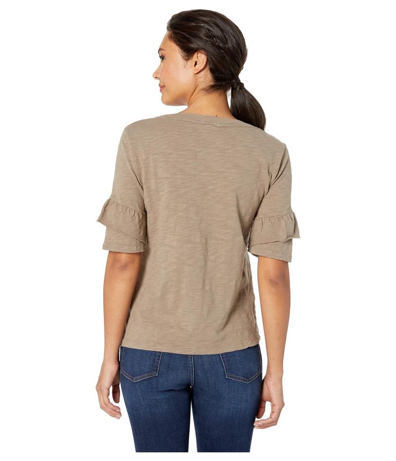 デイランバイトゥルーグリット レディース シャツ トップス Soft Slub Short Ruffle Sleeve Tee Olive Tree