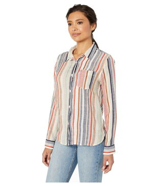 デイランバイトゥルーグリット レディース シャツ トップス Summertime Stripes Long Sleeve One-Pocket Shirt Sand