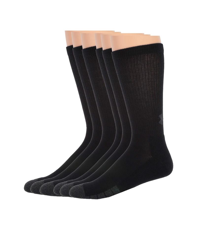 アンダーアーマー メンズ 靴下 アンダーウェア Performance Tech Crew Socks 6-Pair Black